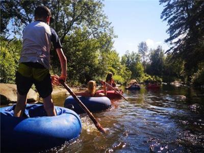 Camping Rivière Nicolet, rivière, kayaks, tubes de rivière, camping, chalet