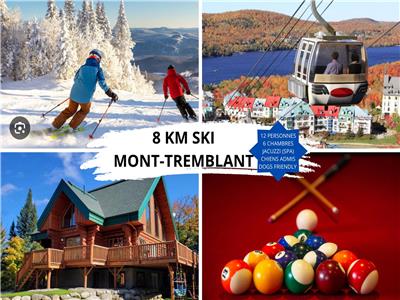 8 km Ski Mont-TREMBLANT, SPA, FOYER, BILLARD, ACCÈS LAC