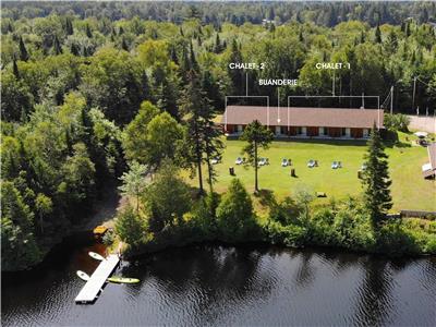 Chalets Ours Bleu-2, on the lake and surrounded by nature at Lac-Saguay