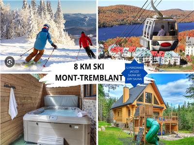 8 km ski Mont-Tremblant SPA & SAUNA, billard, foyer & accès lac Supérieur