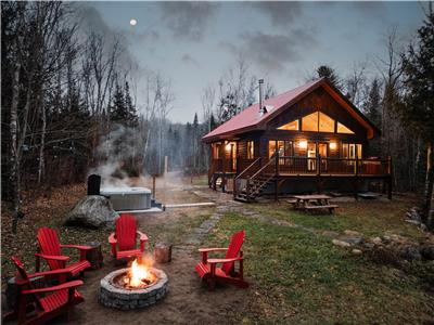 Magnifique chalet en bord de l'eau avec salle de jeux et spa